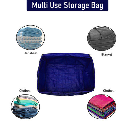 Ankit International Premium Satin Jumbo Blue Clothes Storage Bag with Zipper