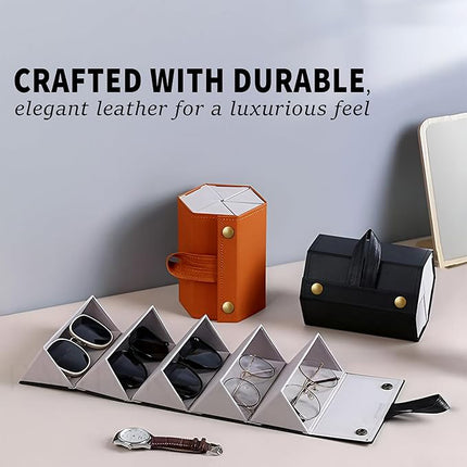 Ankit International Hanging Sunglasses Organizer | Foldable Eyeglasses Storage Case for 5 Glasses | Wall & Wardrobe Hanging Spectacle Holder | Travel Eyewear Organizer