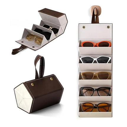 Ankit International Hanging Sunglasses Organizer | Foldable Eyeglasses Storage Case for 5 Glasses | Wall & Wardrobe Hanging Spectacle Holder | Travel Eyewear Organizer
