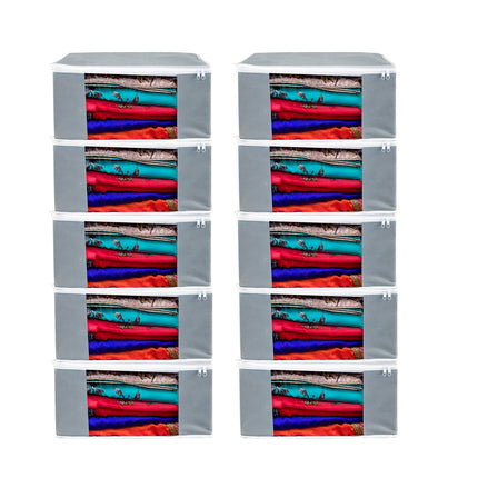 Grey Saree Storage Cover with Zip & Transparent Window