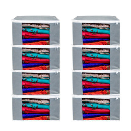Grey Saree Storage Cover with Zip & Transparent Window