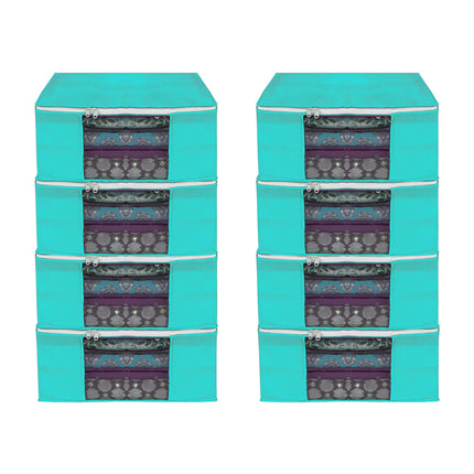 Green Saree Storage Cover with Zip & Transparent Window