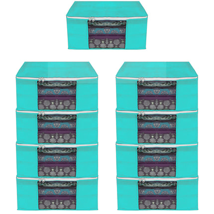 Green Saree Storage Cover with Zip & Transparent Window