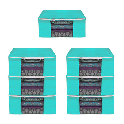 Green Saree Storage Cover with Zip & Transparent Window