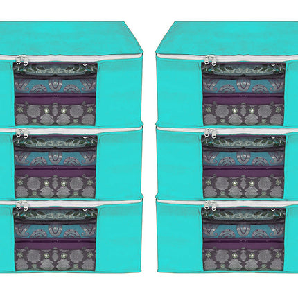 Green Saree Storage Cover with Zip & Transparent Window