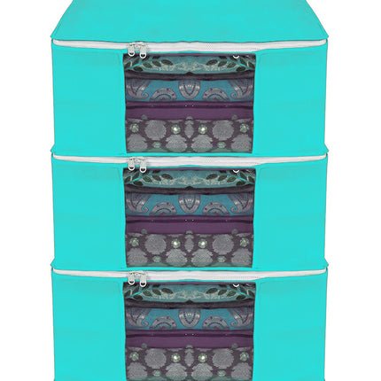 Green Saree Storage Cover with Zip & Transparent Window