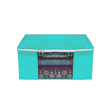 Green Saree Storage Cover with Zip & Transparent Window
