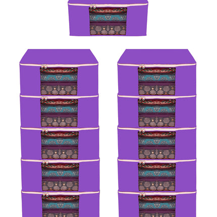 Purple Saree Storage Cover with Zip & Transparent Window