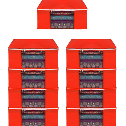 Red Saree Storage Cover with Zip & Transparent Window