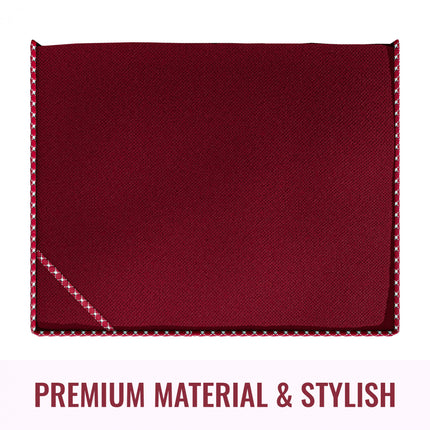 Maroon Saree Storage Cover with Decorative Border, Zip & Transparent Window