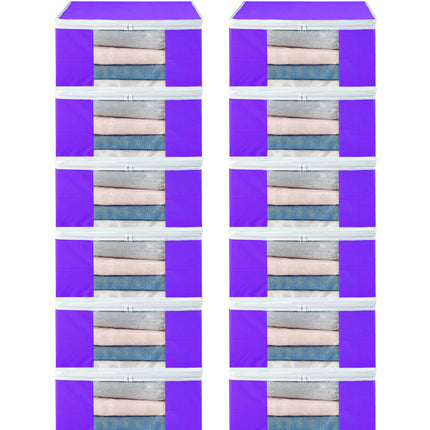 Purple Saree Storage Cover with Zip & Transparent Window
