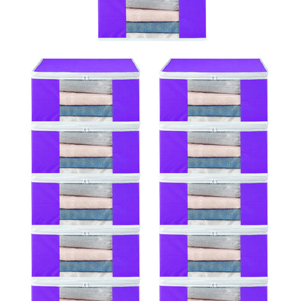 Purple Saree Storage Cover with Zip & Transparent Window