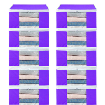 Purple Saree Storage Cover with Zip & Transparent Window