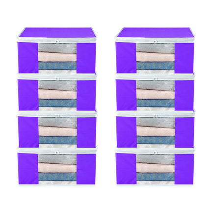 Purple Saree Storage Cover with Zip & Transparent Window