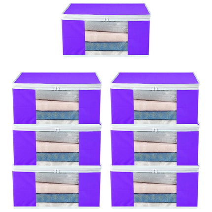 Purple Saree Storage Cover with Zip & Transparent Window