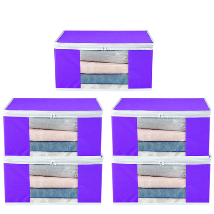 Purple Saree Storage Cover with Zip & Transparent Window