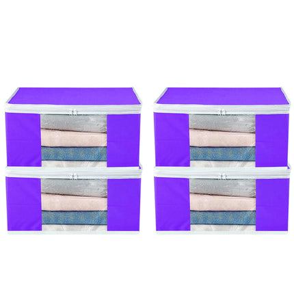 Purple Saree Storage Cover with Zip & Transparent Window