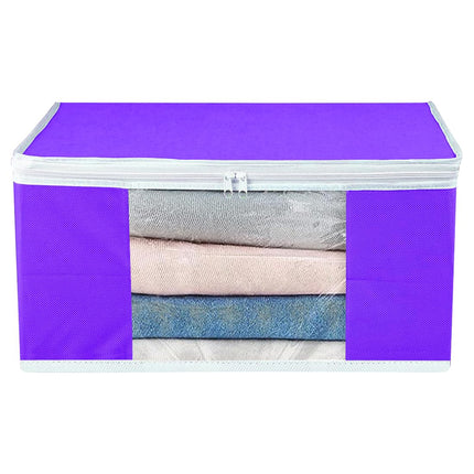 Purple Saree Storage Cover with Zip & Transparent Window