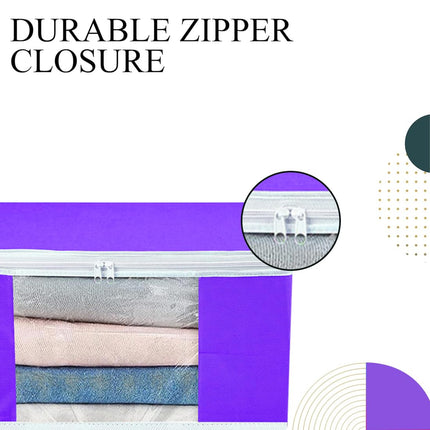 Purple Saree Storage Cover with Zip & Transparent Window