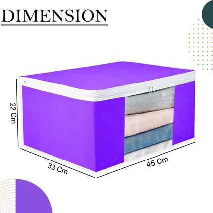 Purple Saree Storage Cover with Zip & Transparent Window