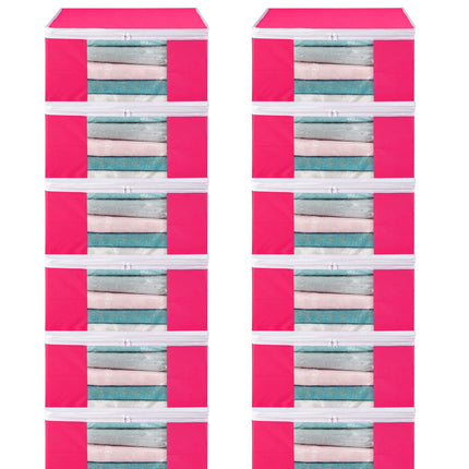 Pink Saree Storage Cover with Zip & Transparent Window