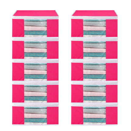 Pink Saree Storage Cover with Zip & Transparent Window