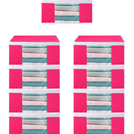 Pink Saree Storage Cover with Zip & Transparent Window