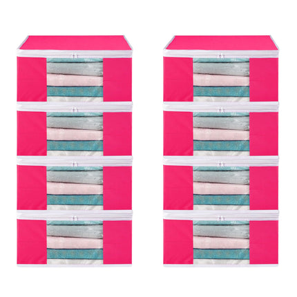 Pink Saree Storage Cover with Zip & Transparent Window