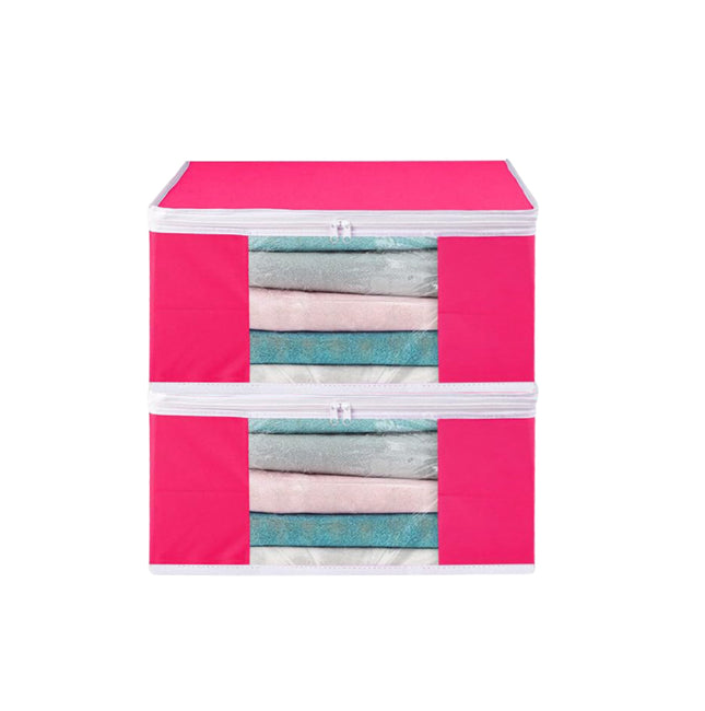 Pink Saree Storage Cover with Zip & Transparent Window