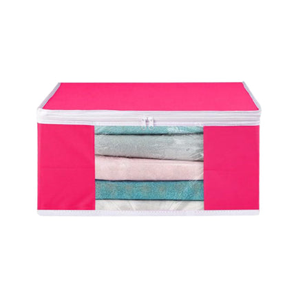 Pink Saree Storage Cover with Zip & Transparent Window