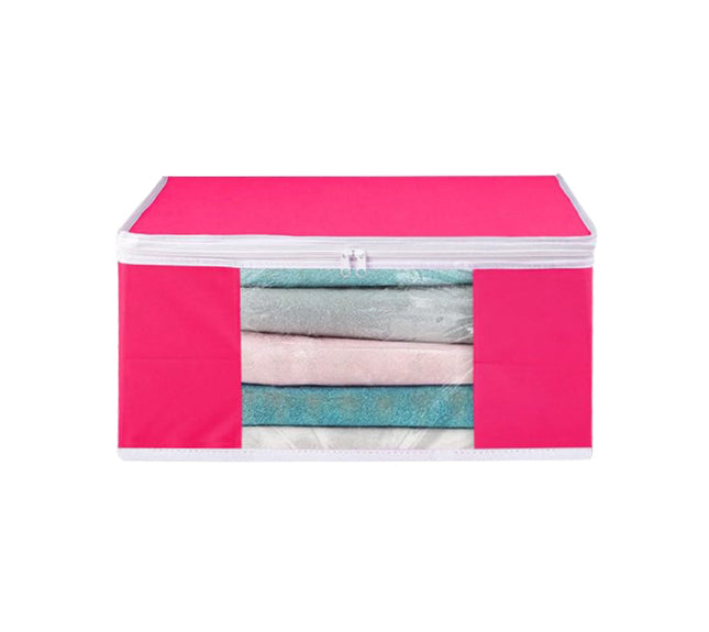 Pink Saree Storage Cover with Zip & Transparent Window