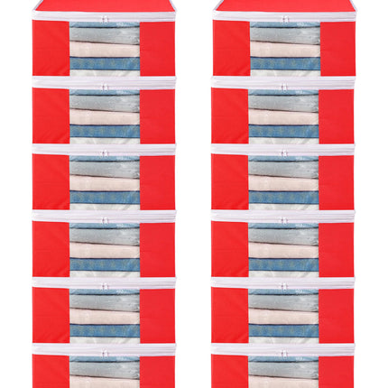 Red Saree Storage Cover with Zip & Transparent Window