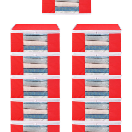 Red Saree Storage Cover with Zip & Transparent Window