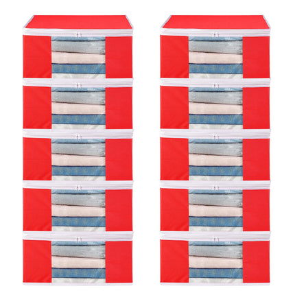 Red Saree Storage Cover with Zip & Transparent Window