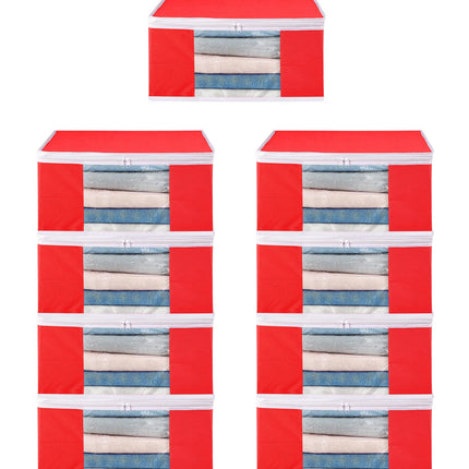 Red Saree Storage Cover with Zip & Transparent Window