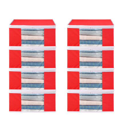 Red Saree Storage Cover with Zip & Transparent Window