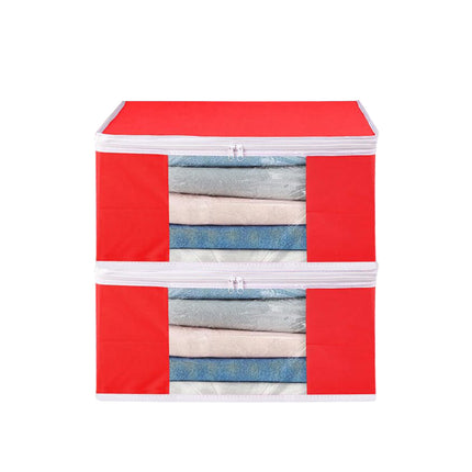 Red Saree Storage Cover with Zip & Transparent Window
