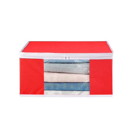 Red Saree Storage Cover with Zip & Transparent Window