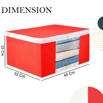 Red Saree Storage Cover with Zip & Transparent Window