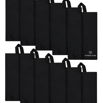 Ankit International Non-Woven Shoe Cover Bag with Handle & Zipper | Travel Shoe Organizer | Dustproof Footwear Storage Bag | Reusable Shoe Storage Pouch for Men & Women Black