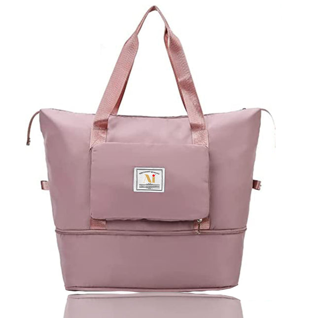 Ankit International Foldable Travel Duffel Bag for Women | Large Capacity Waterproof Weekender Tote Bag with Shoe Compartment | Carry-On Gym, Travel & Overnight Bag – Pink