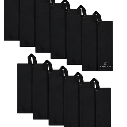 Ankit International Non-Woven Shoe Cover Bag with Handle & Zipper | Travel Shoe Organizer | Dustproof Footwear Storage Bag | Reusable Shoe Storage Pouch for Men & Women Black