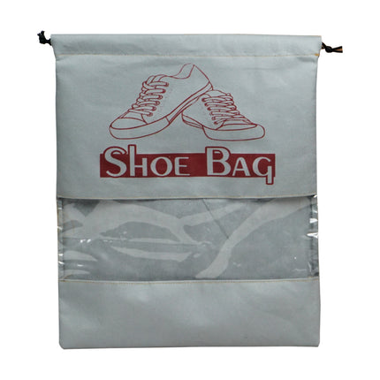 Ankit International White Non-Woven Shoe Storage Bag with Transparent Window | Reusable Dustproof Drawstring Shoe Organizer for Travel, Wardrobe & Home | Waterproof Shoe Cover for Men & Women Grey