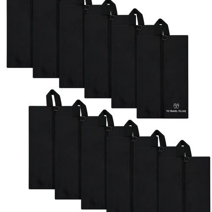 Ankit International Non-Woven Shoe Cover Bag with Handle & Zipper | Travel Shoe Organizer | Dustproof Footwear Storage Bag | Reusable Shoe Storage Pouch for Men & Women Black