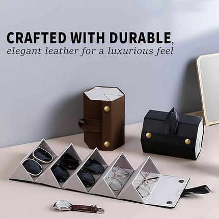 Ankit International Hanging Sunglasses Organizer | Foldable Eyeglasses Storage Case for 5 Glasses | Wall & Wardrobe Hanging Spectacle Holder | Travel Eyewear Organizer