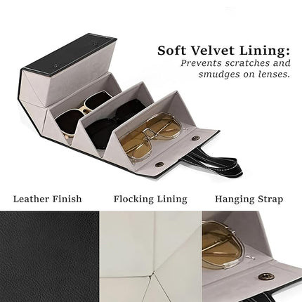 Ankit International Hanging Sunglasses Organizer | Foldable Eyeglasses Storage Case for 5 Glasses | Wall & Wardrobe Hanging Spectacle Holder | Travel Eyewear Organizer