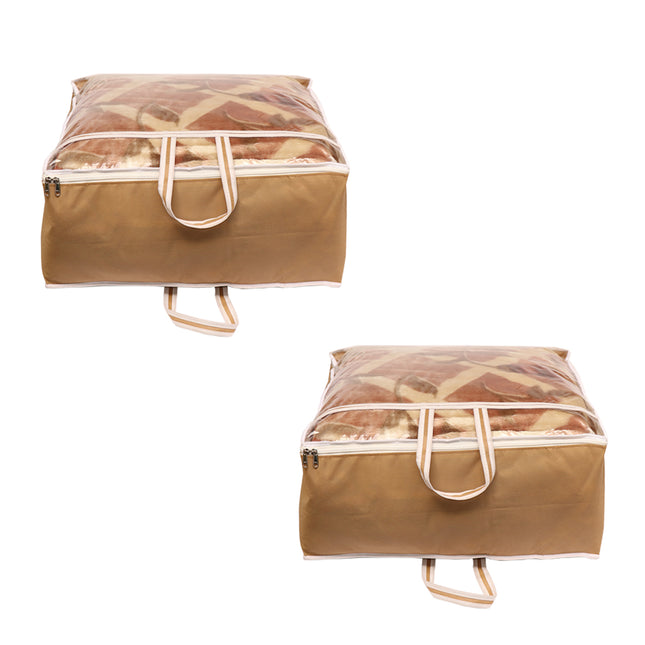 Ankit International Beige Blanket Storage Cover – Large Foldable Quilt & Comforter Storage Organizer Bag with Transparent Window, Dustproof Wardrobe Organizer
