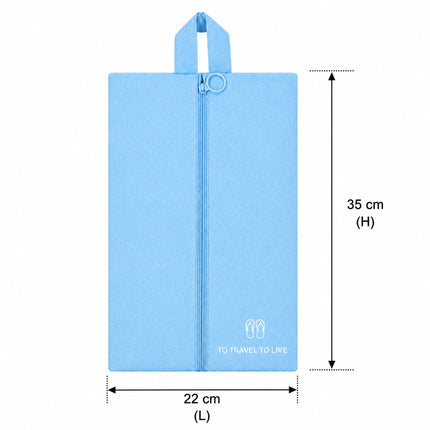 Ankit International Non-Woven Shoe Cover Bag with Handle & Zipper | Travel Shoe Organizer | Dustproof Footwear Storage Bag | Reusable Shoe Storage Pouch for Men & Women | Blue