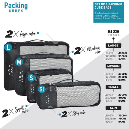 Ankit International Packing Cubes Organizer Bags - Pack of 4 (XL, L, M, S) | Travel Luggage Organizer with Breathable Mesh, Water Resistant Compression Bags for Clothes, Shoes & Toiletries