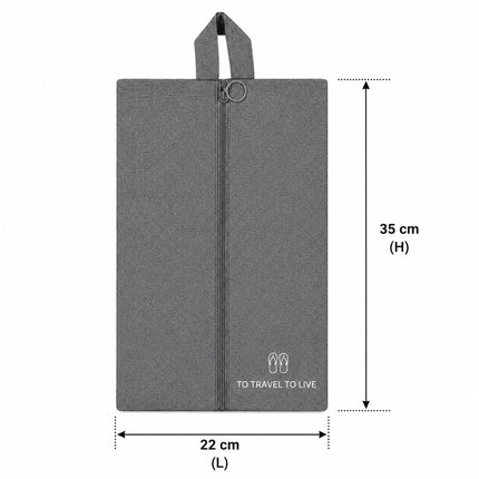 Ankit International Non-Woven Shoe Cover Bag with Handle & Zipper | Travel Shoe Organizer | Dustproof Footwear Storage Bag | Reusable Shoe Storage Pouch for Men & Women Grey